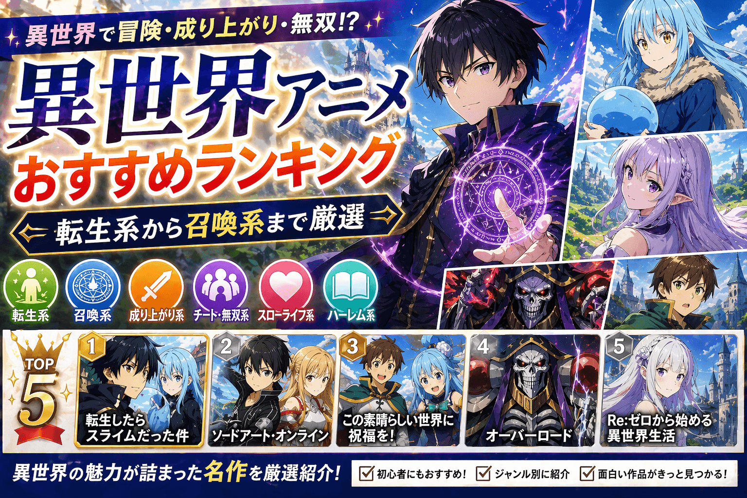 異世界アニメおすすめランキング|転生系から召喚系まで厳選