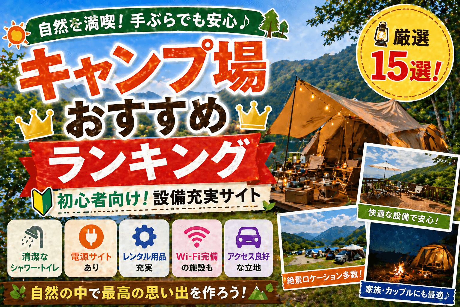 キャンプ場おすすめランキング|初心者向け設備充実サイト15選
